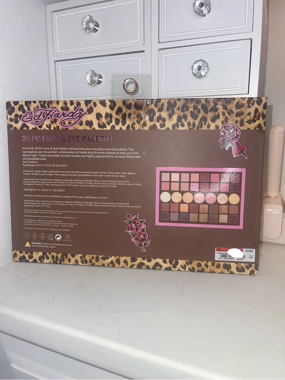 NWT Ed Hardy Leopard Print Eyeshadow Palette — Pink and Gold Accents